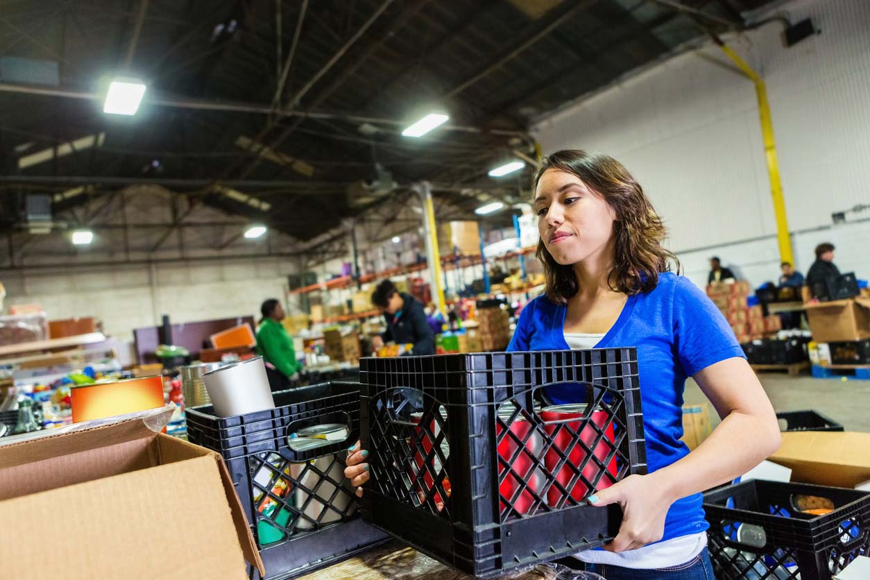 Female volunteer at food bank