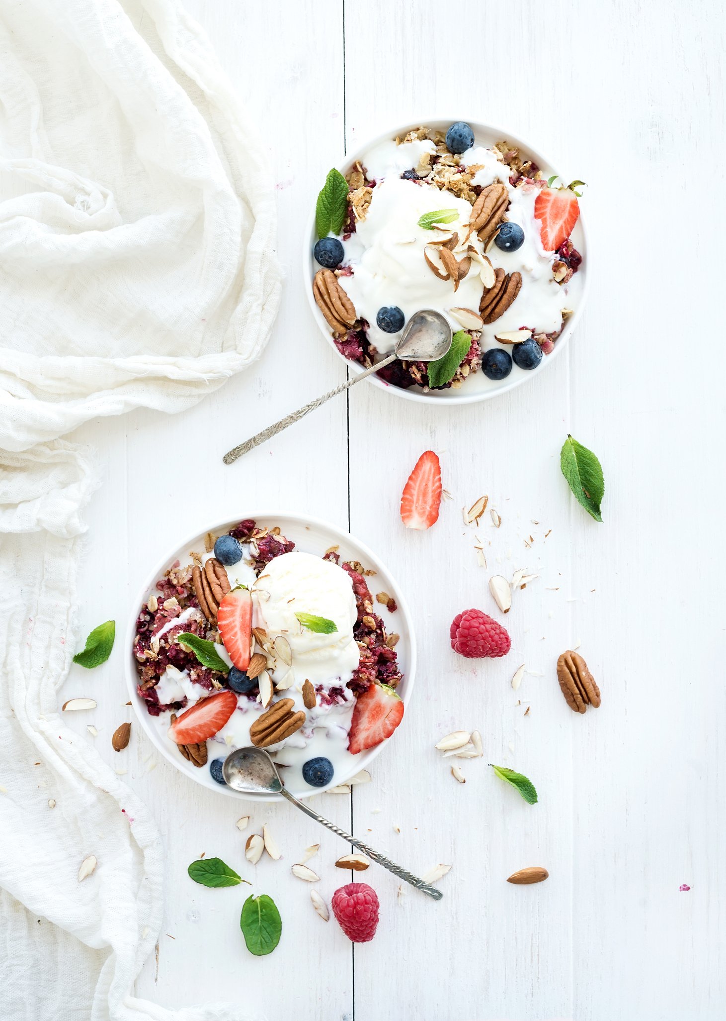 Two bowls of fully loaded ice cream