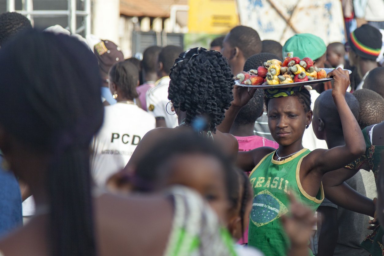 African cashew apple vendor