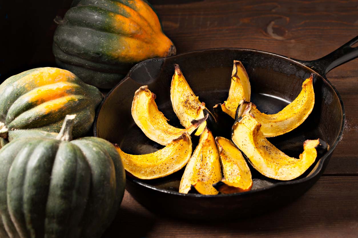 Frying acorn squash