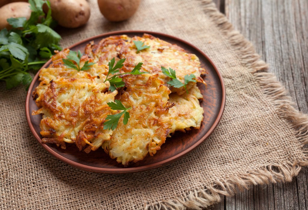 Traditional potato pancakes or latkes