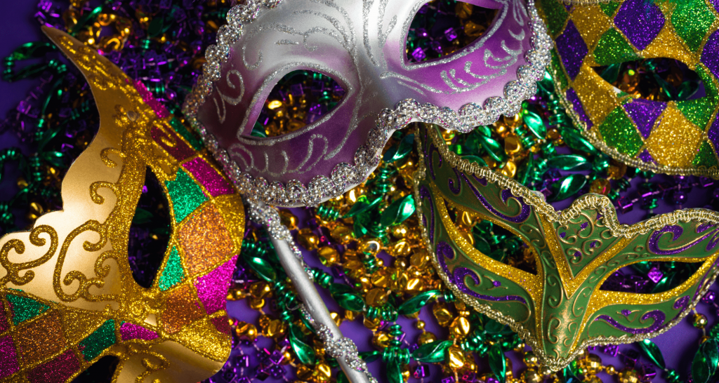 Mardi gras beads and masks