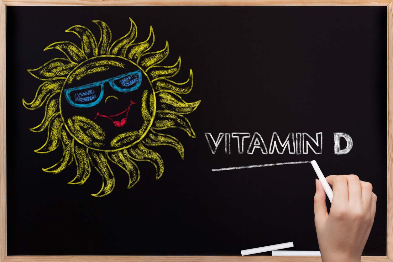 Chalkboard sun illustration with vitamin d 