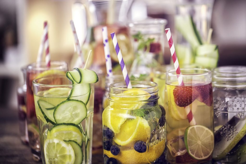 A variety of healthy mocktails