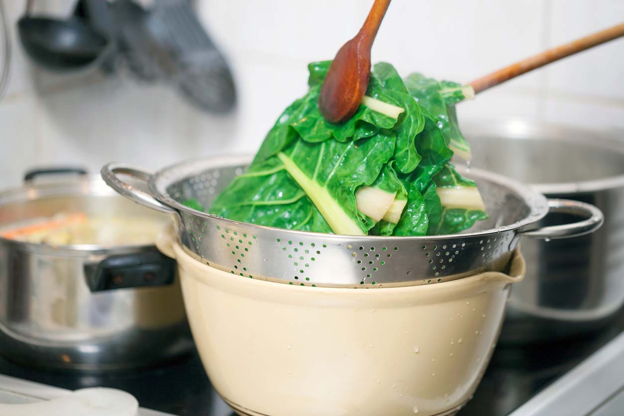 blanching hot chard which is high in oxalates