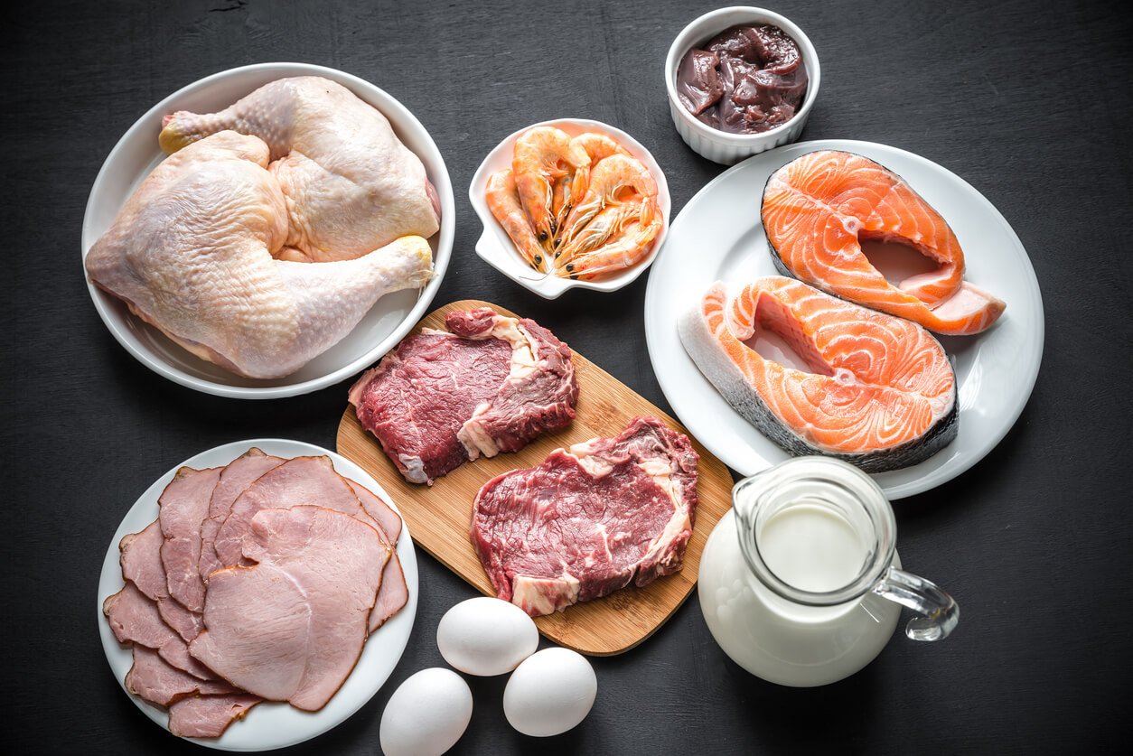 raw products on the wooden background