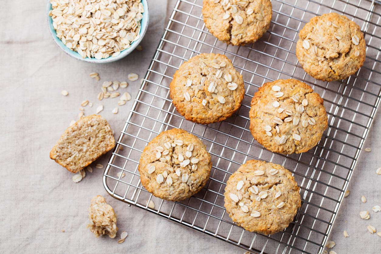 vegan oat muffins on cooling rack