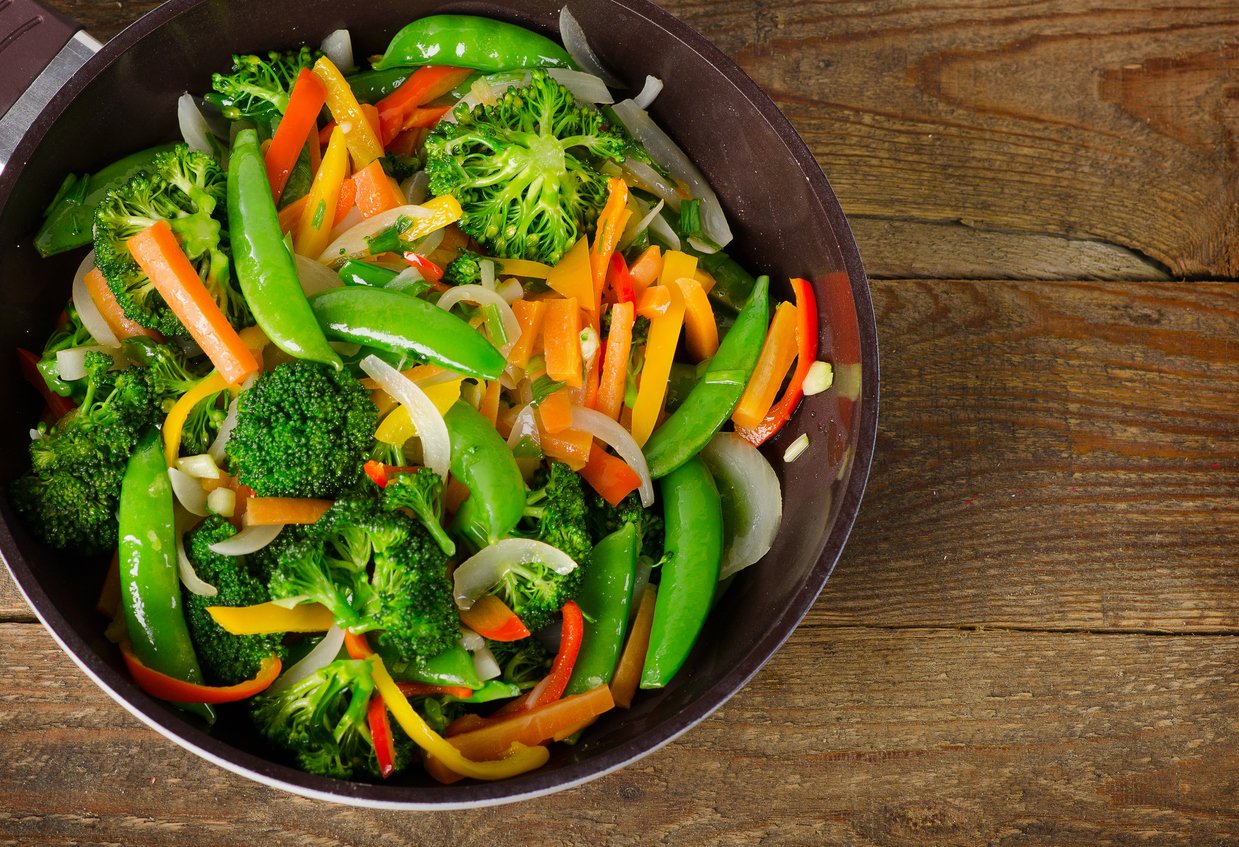 Vegetable stir fry. Healthy eating. Top view