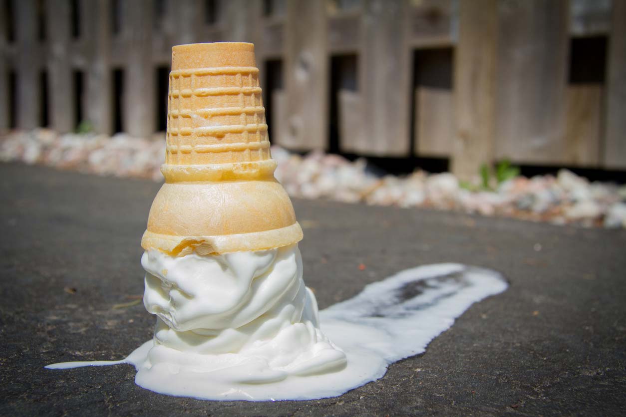 upside down melting ice cream cone