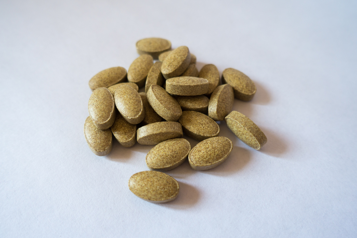 Handful of rutin supplement tablets