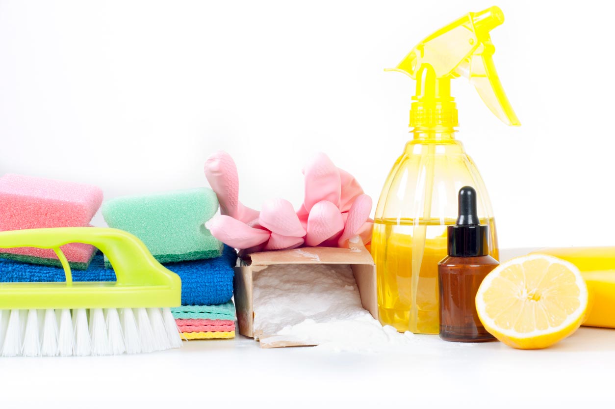 Eco-friendly natural cleaning products and tools