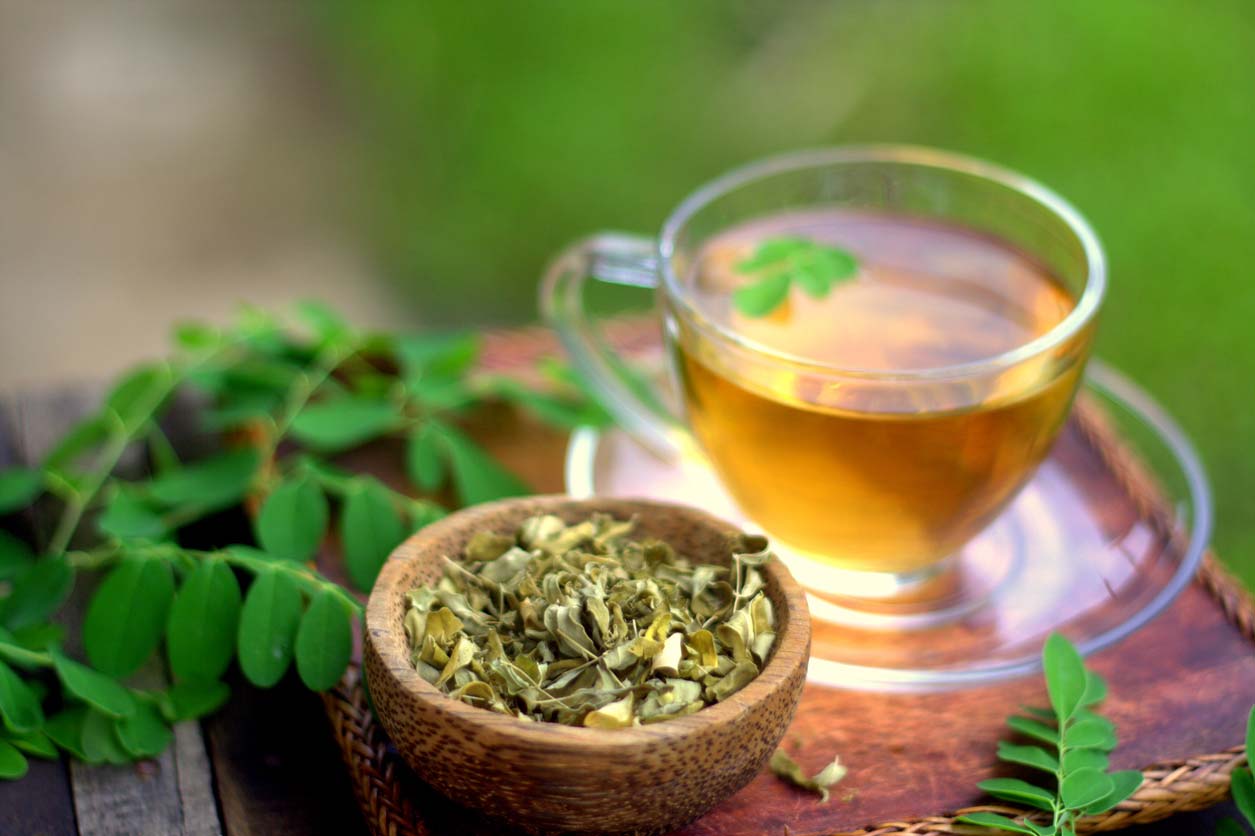 moringa herbal tea on table