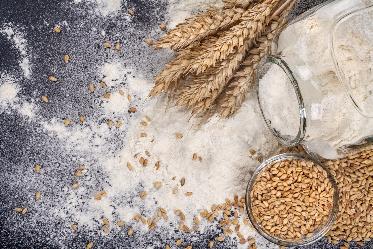 Jar with flour and grain