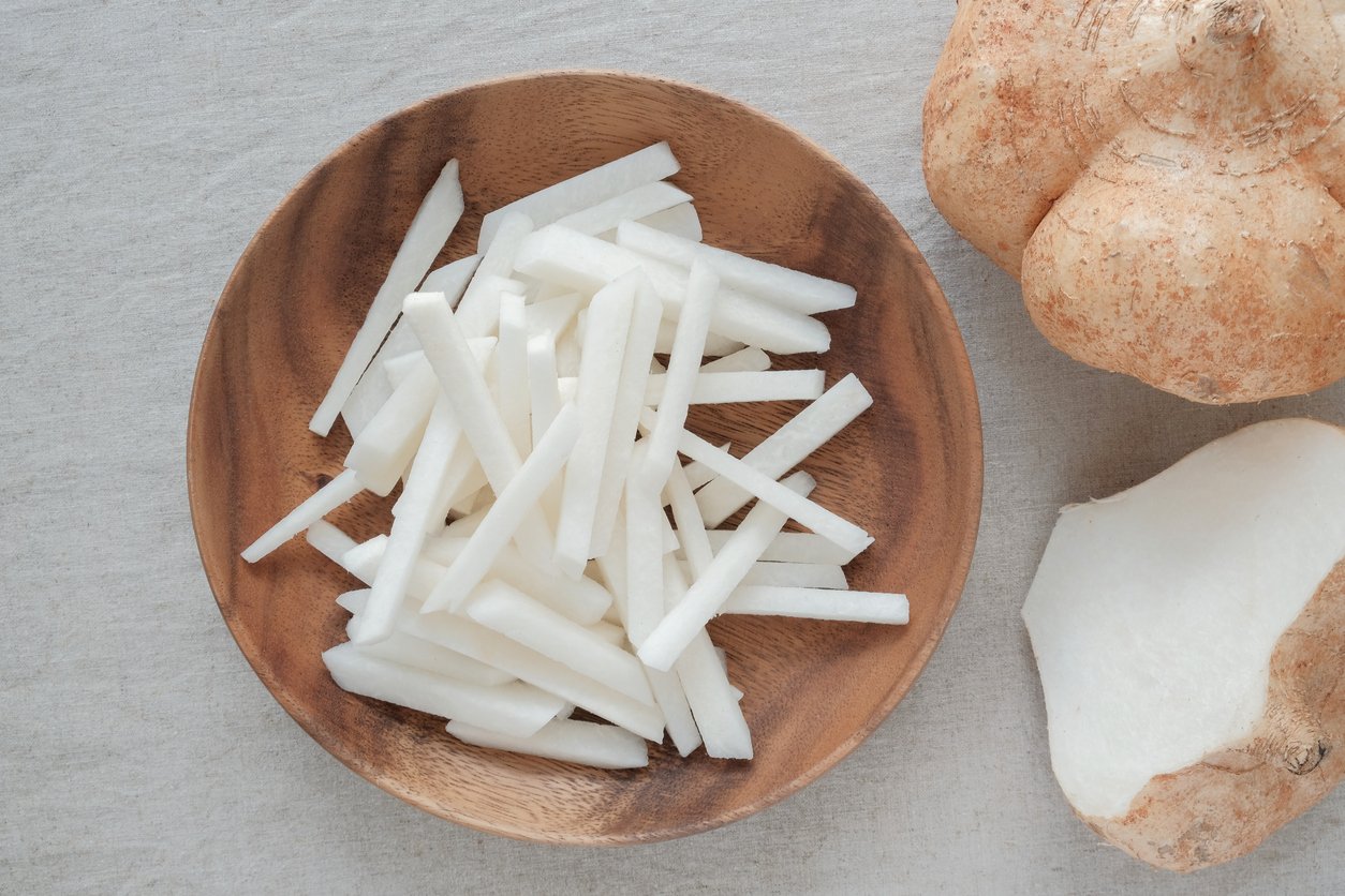 Raw Jicama in a bowl