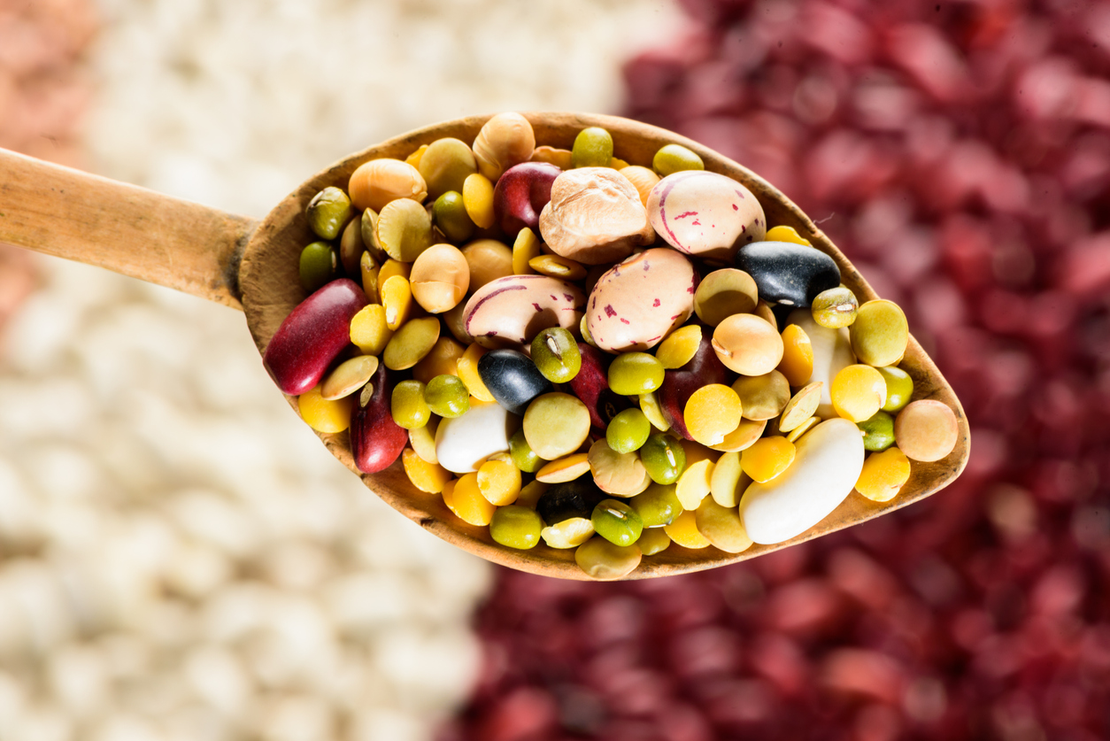 Spoon with legumes mixure