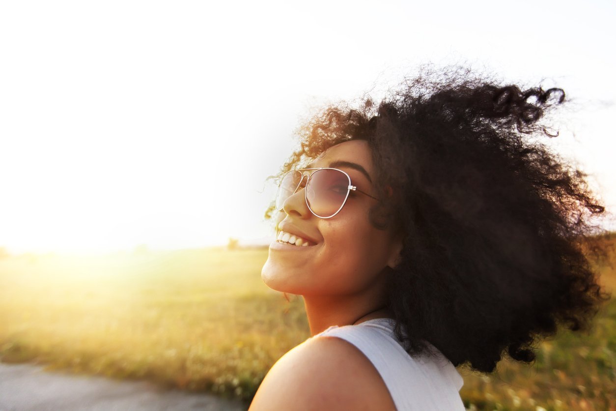 African woman enjoying vacations