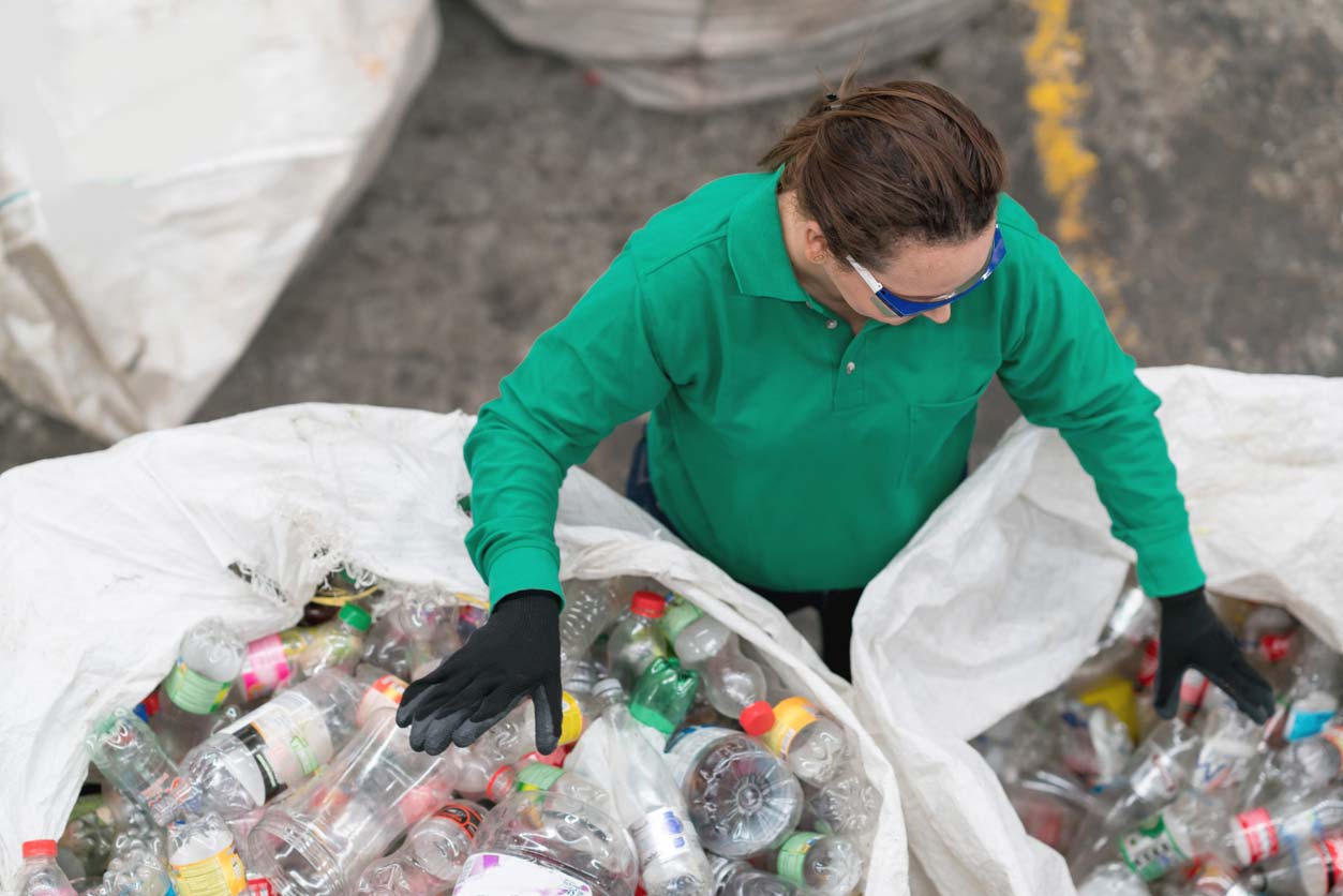 woman working in recycling center