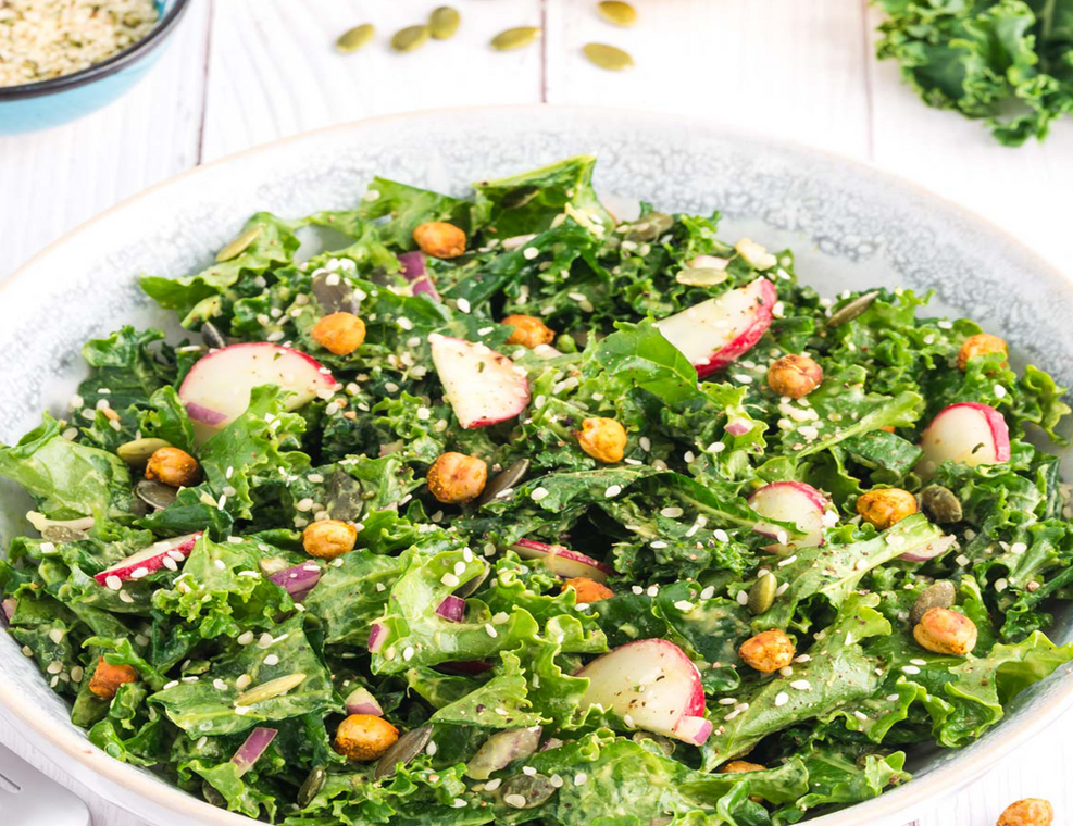 Kale Avocado Pumpkin Seed Salad