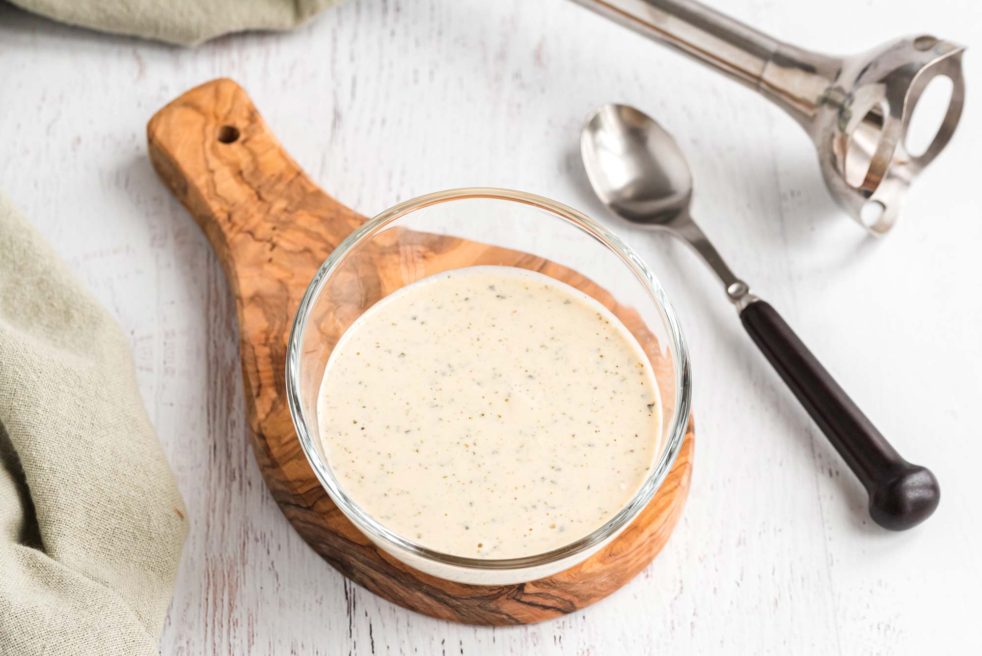 living caesar dressing in bowl