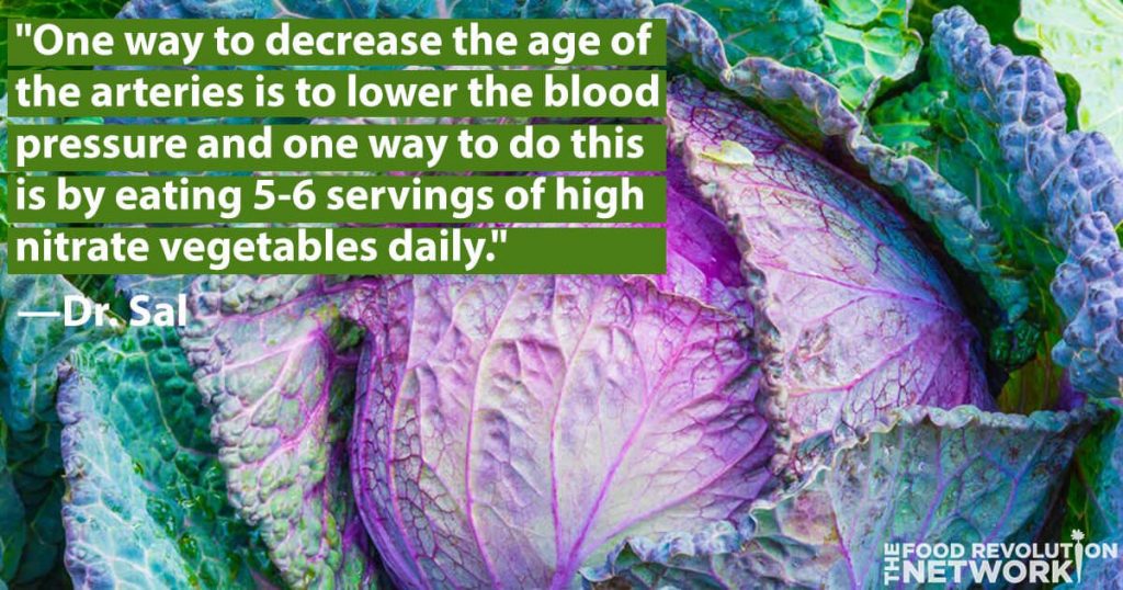 arterial health aging lower blood pressure high nitrate vegetables