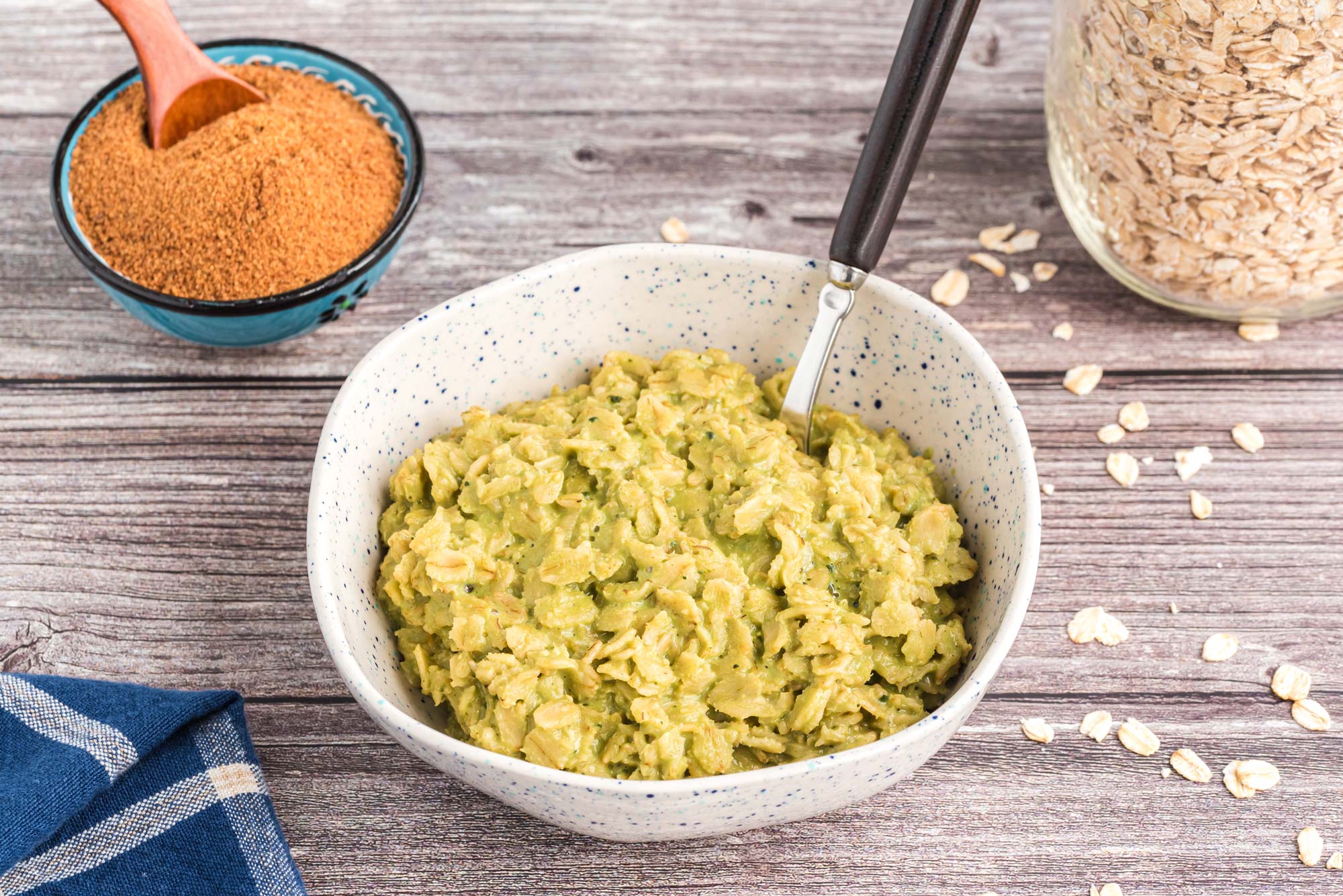 matcha oatmeal in bowl