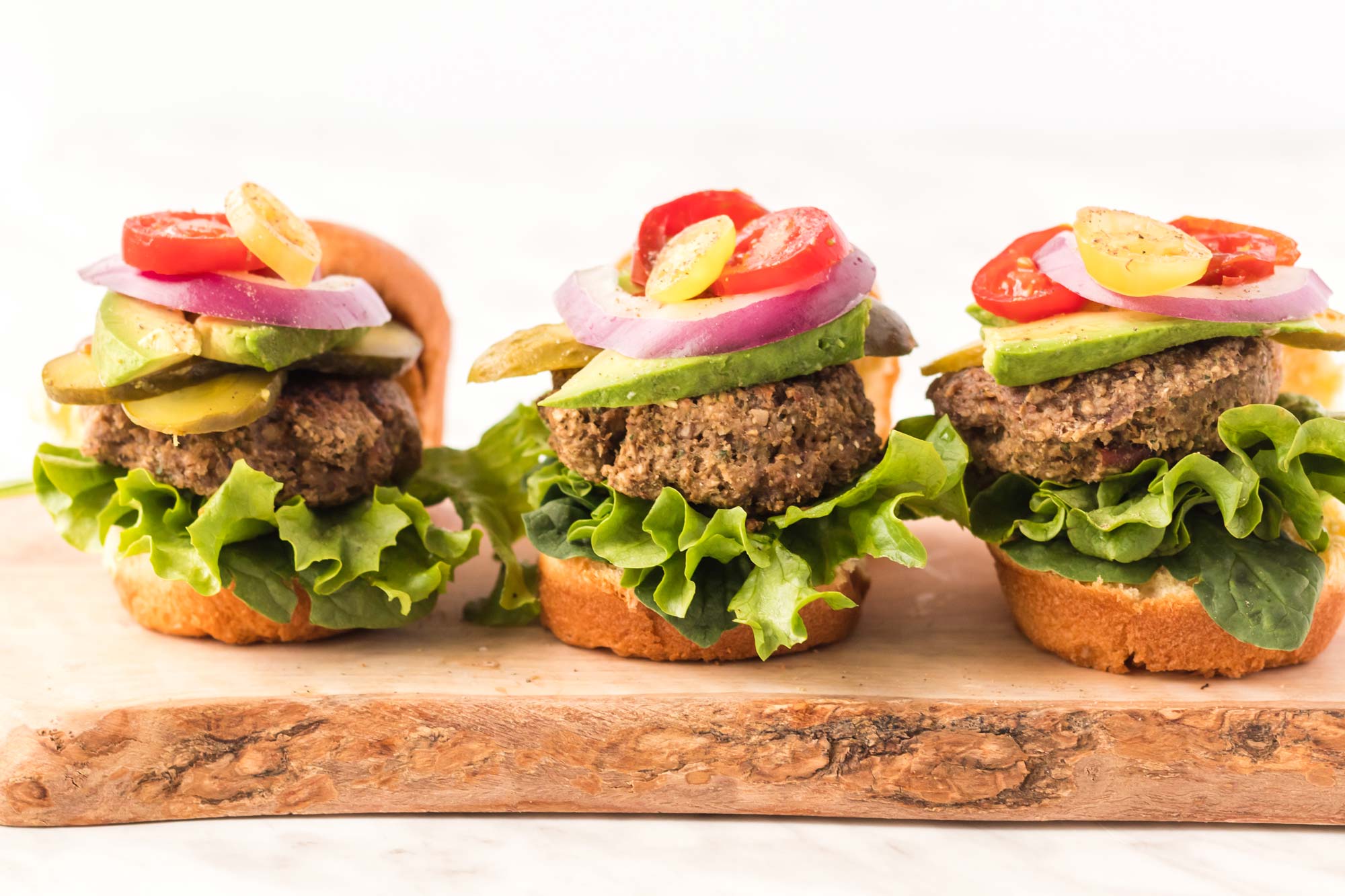 Food combining recipe - Mushroom pecan burgers on cutting board