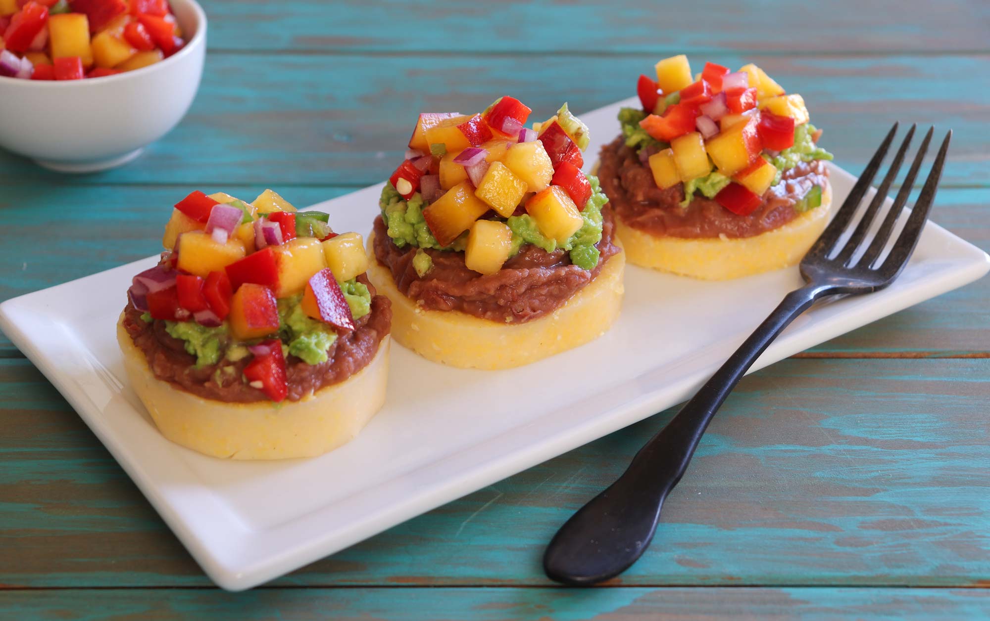 Healthy starters - Peachy polenta bites