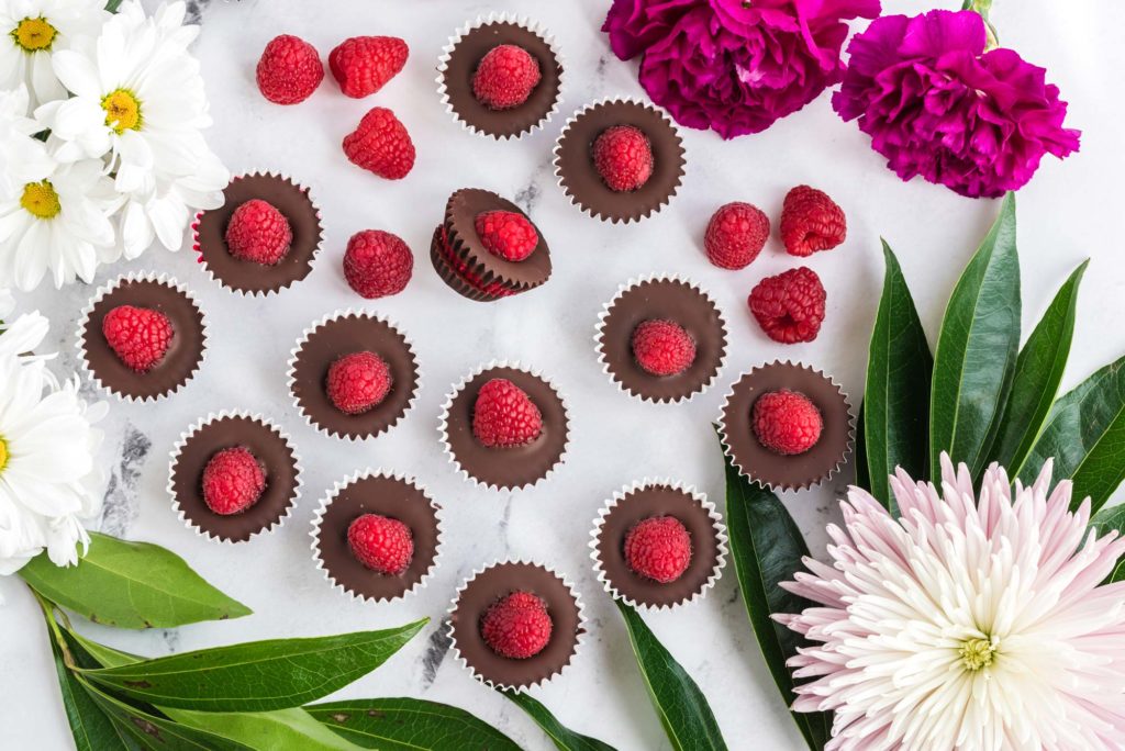 raspberry filled chocolate cups