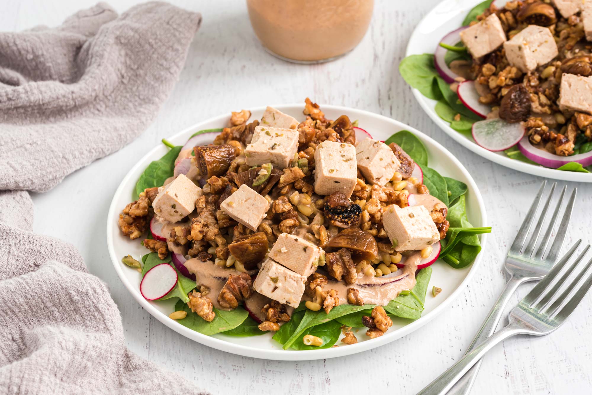 roasted fig walnut salad with feta