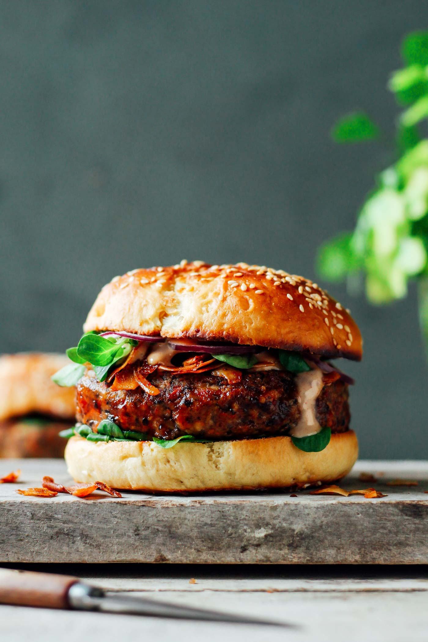 Smoky Tempeh Black Bean Veggie Burger