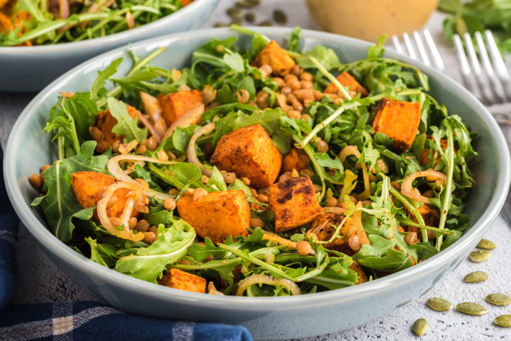 Sweet Potato Lentil and Arugula Salad