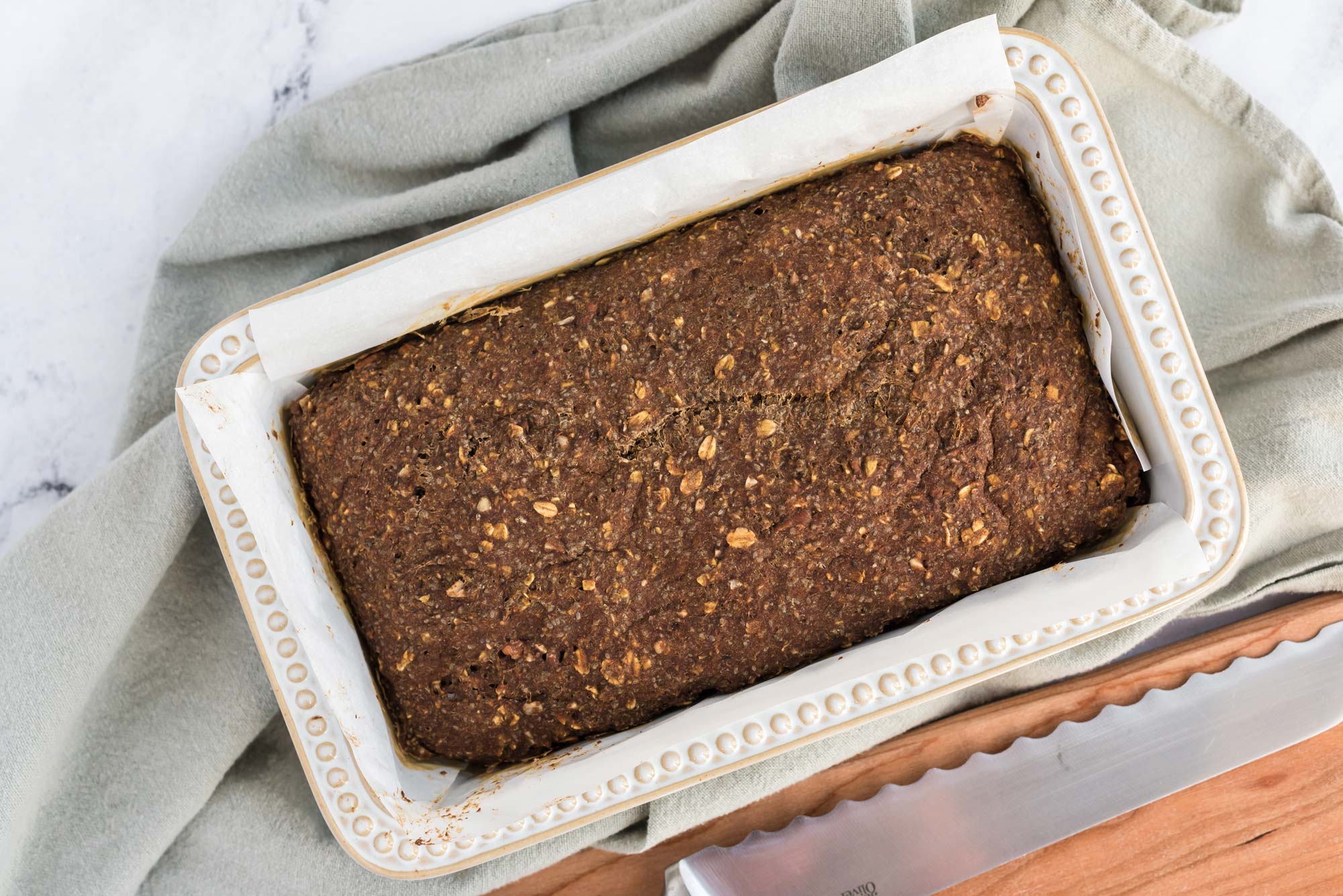 sweet and nutty gluten-free teff bread in pan