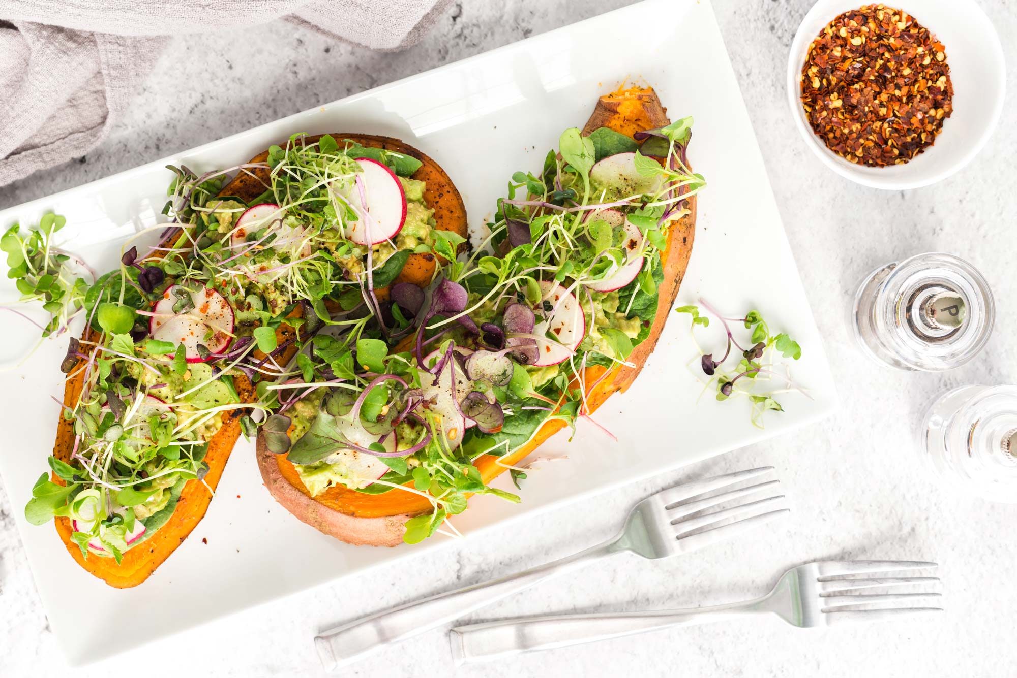 Smashed avo on sweet potato toast