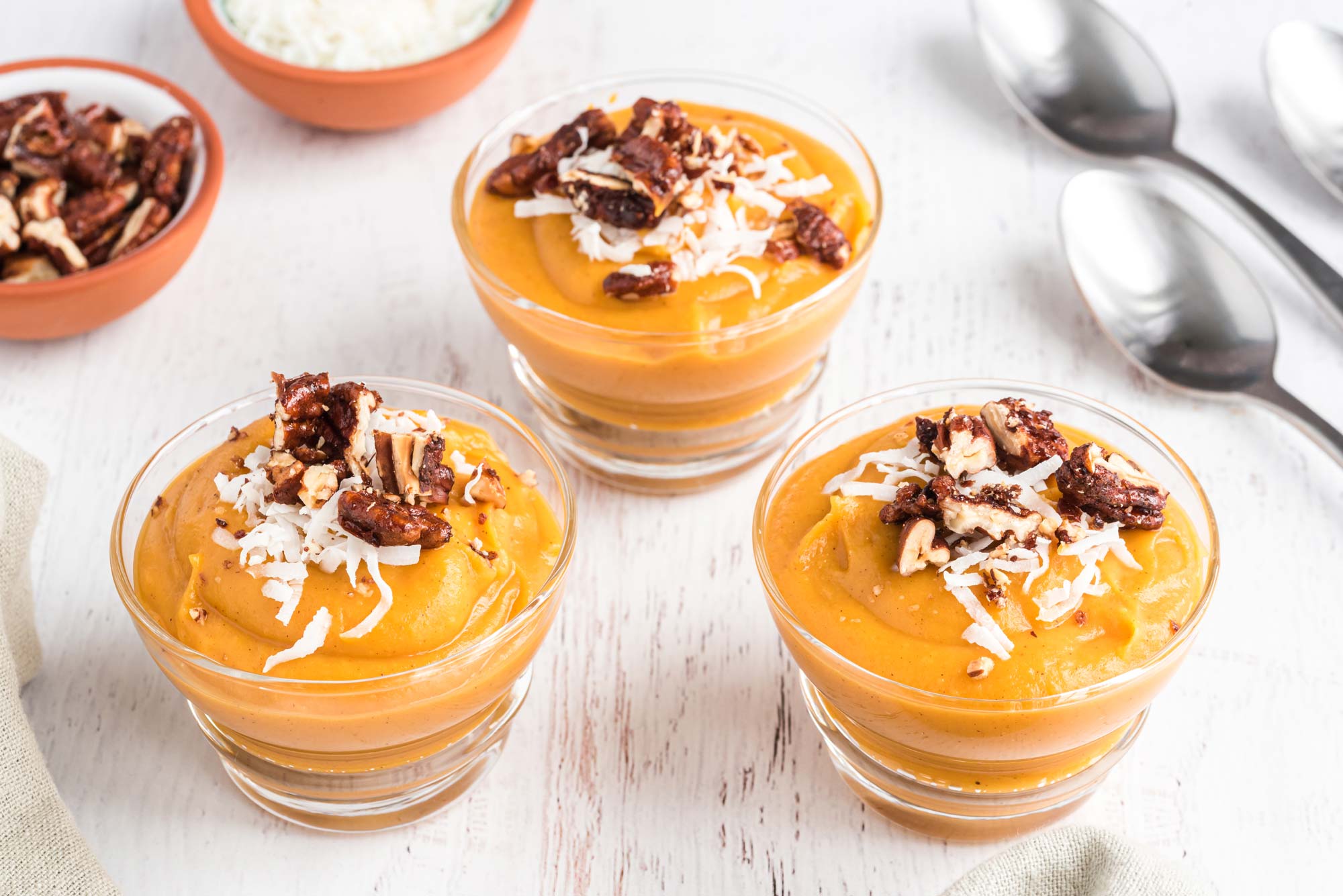 sweet potato pie mousse in serving glasses