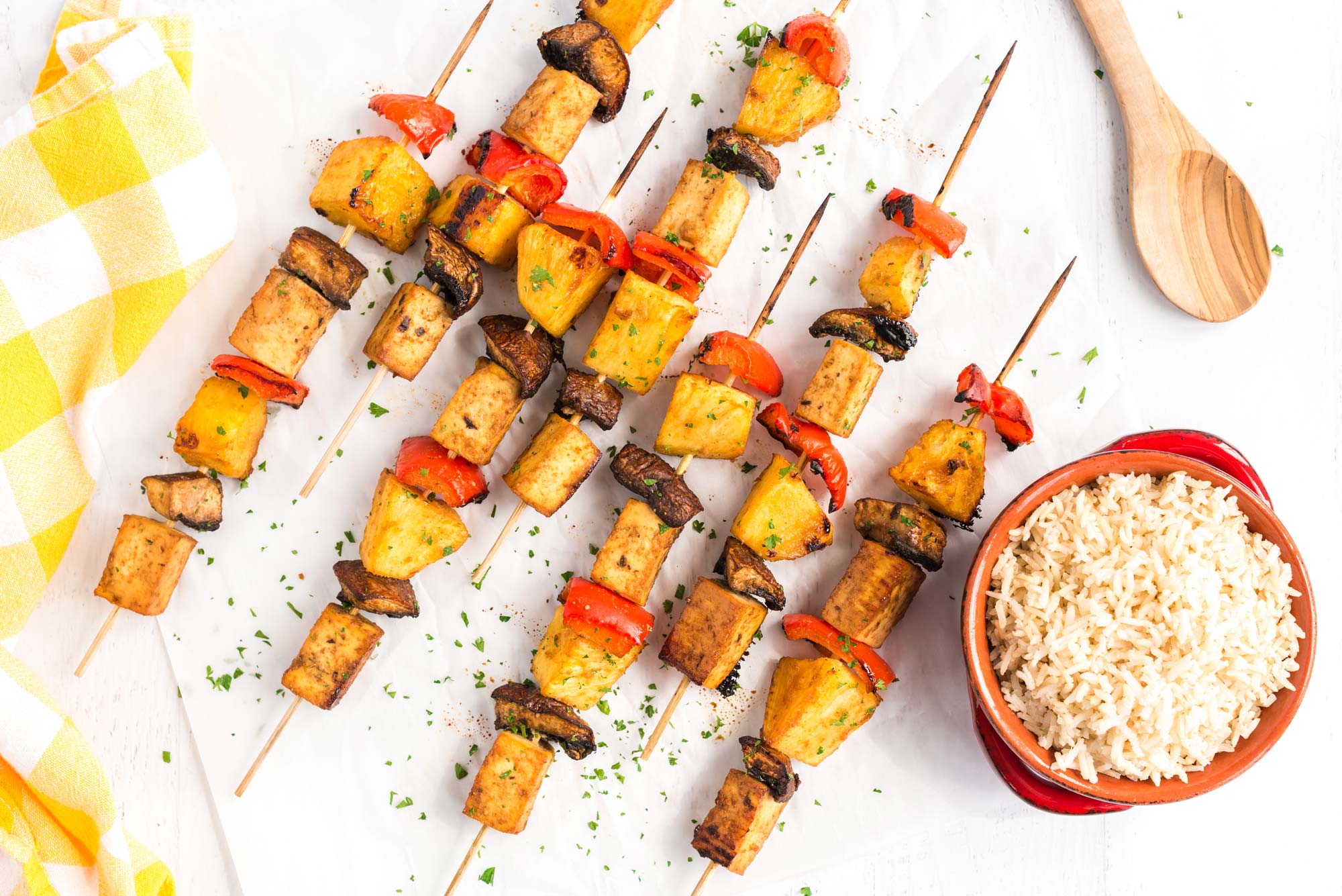 sweet smoky tofu veggie skewers