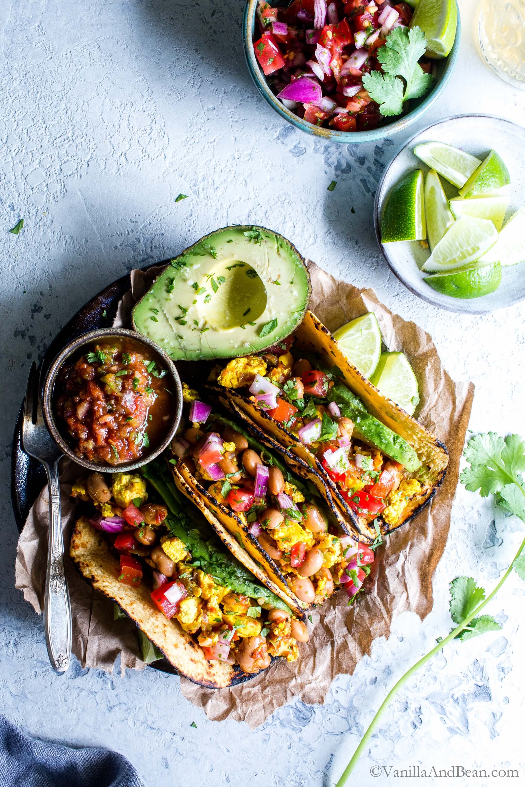 Rancheros Tofu Scramble Tacos