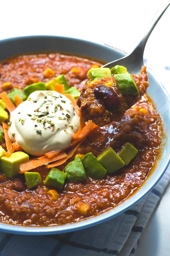 vegan quinoa chili bowl