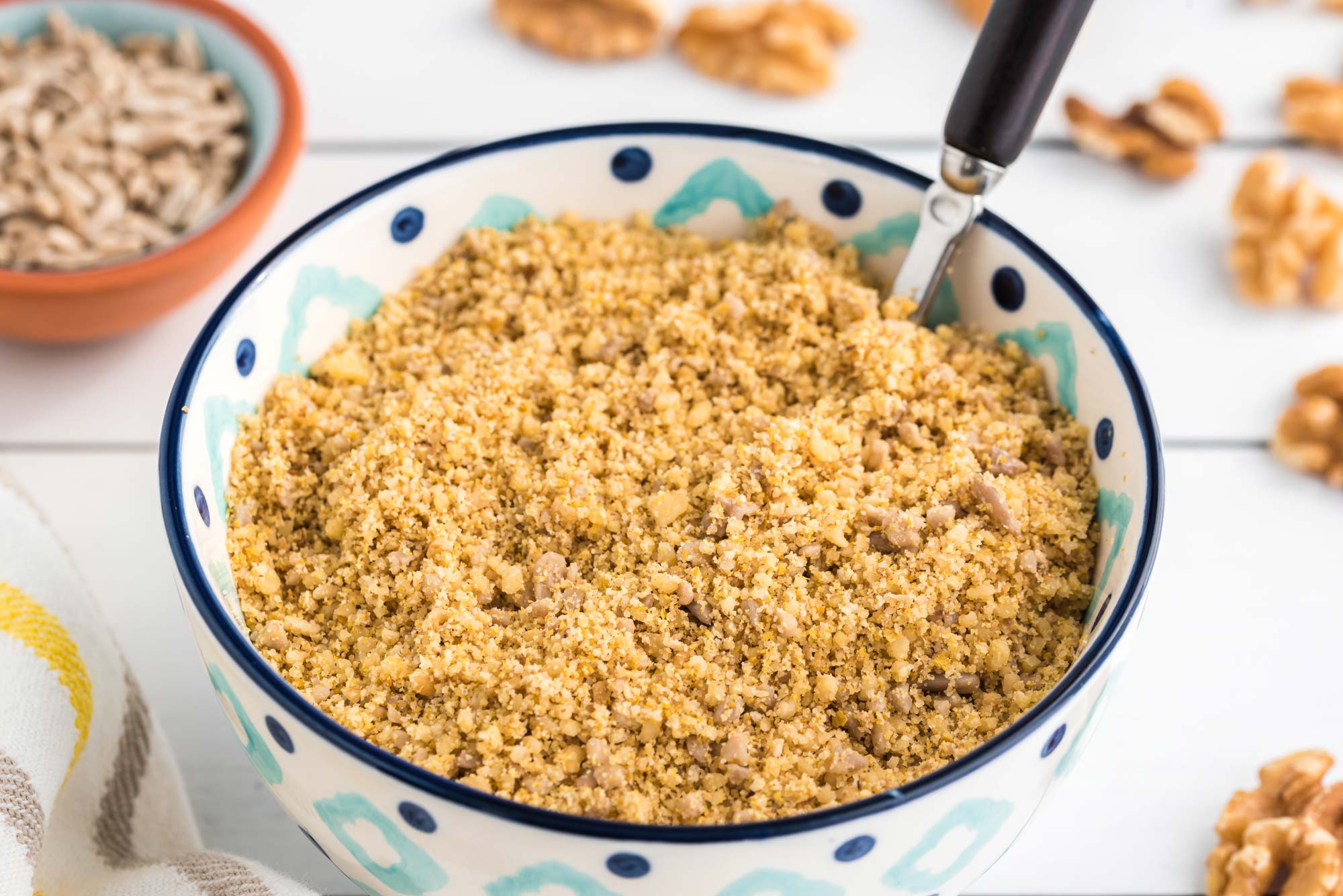 Vegan walnut parmezan in bowl