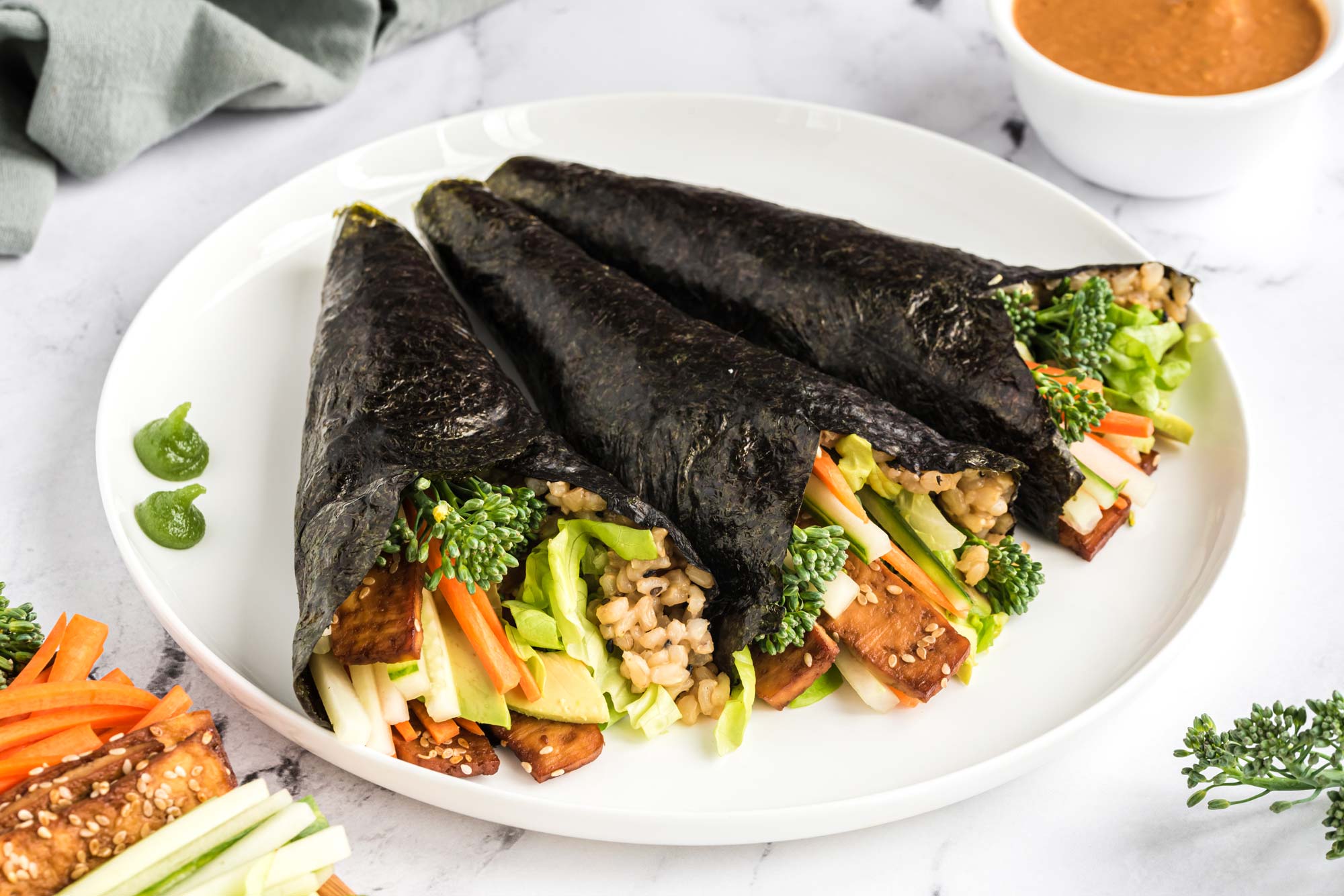 vegetable hand rolls on plate